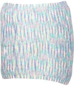 Vintage 1970s Hand Knit Baby Blanket Pastel Stripe 32x34